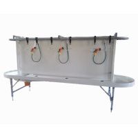 Стойка с ручным конвейером для убоя и нутровки сельскохозяйственной птицы и кролика.