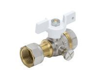 Кран шаровой для манометра муфта-нак. гайка ручка-бабочка 1/2"хМ20, 1124 Aquasfera Standart