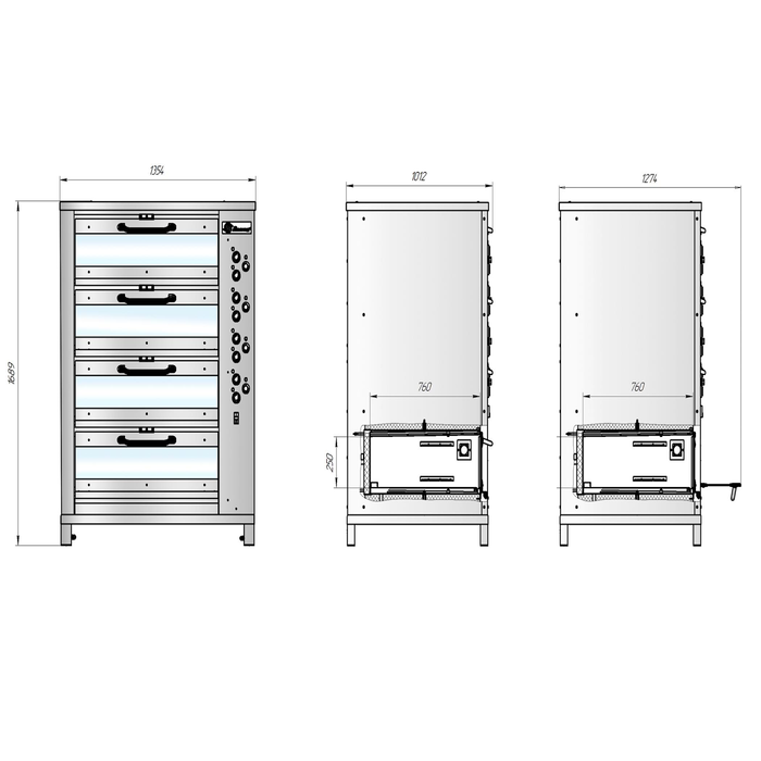 Хлебопекарная ярусная печь ХПЭ-750/4С (обрешетка, стеклянные дверки) - фото 3