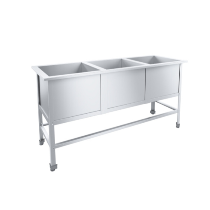 Ванна моечная ПищТех ЭКОНОМ НК ВМО3-430ЭНК-М (трехсекционная, Без борта и отверстия) - фото 1