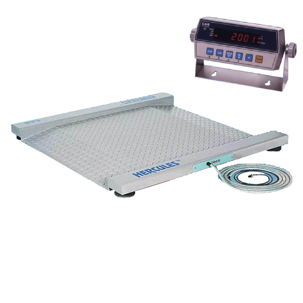 Весы платформенные накатные CAS Hercules R-1000 (1000х1000) с весовым индикатором CI-2001A(корпус пластик) - фото 1