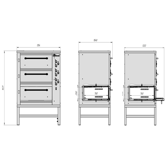 Хлебопекарная ярусная печь ХПЭ-750/3 (нержавеющие облицовка и дверки) - фото 3