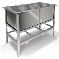 Ванна моечная двухсекционная на нержавеющем каркасе aisi 430, емкость сварная вм-22/430