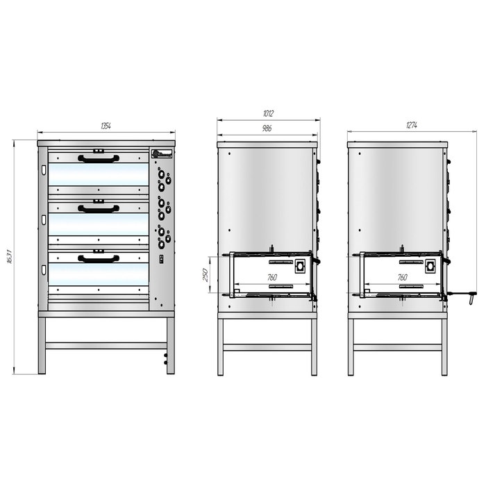 Хлебопекарная ярусная печь ХПЭ-750/3С (нержавеющая облицовка, стеклянные дверки) - фото 3