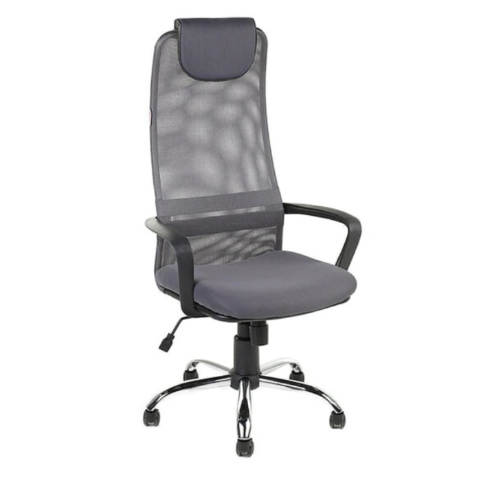 Кресло для руководителя Фокс PL хром Ткань сетка серая - фото 1