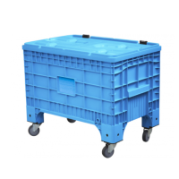 Крупногабаритный пластиковый контейнер на колёсах с крышкой на петлях Big Box, 1017х636х793 мм, голубой [B-Box 1065 Mini голубой WCH]