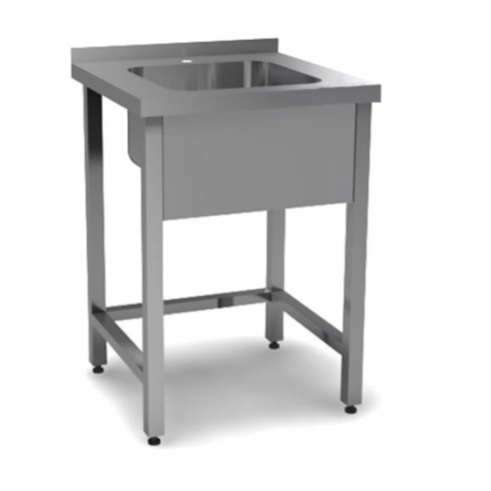 Ванна моечная цельнотянутая односекционная с бортом (каркас AISI 430), 500х700х850  - фото 1