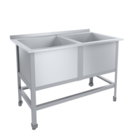 Ванна моечная ПищТех ЭКОНОМ ЦК ВМО2-430ЭЦК-Мб (двухсекционная, с бортом и отверстием для смесителя)