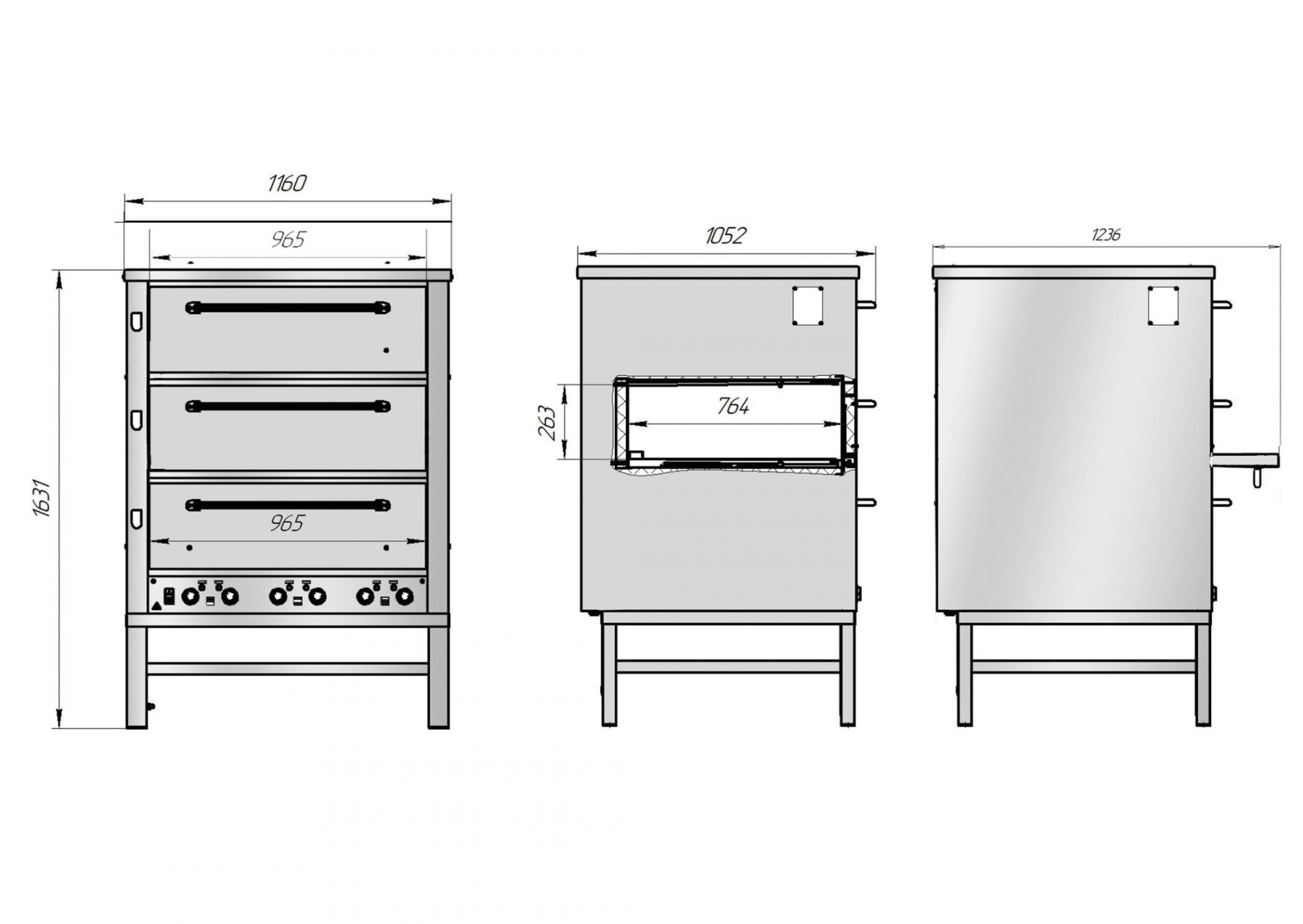 Хлебопекарная ярусная печь ХПЭ-500 (нержавеющая в обрешетке) - фото 3