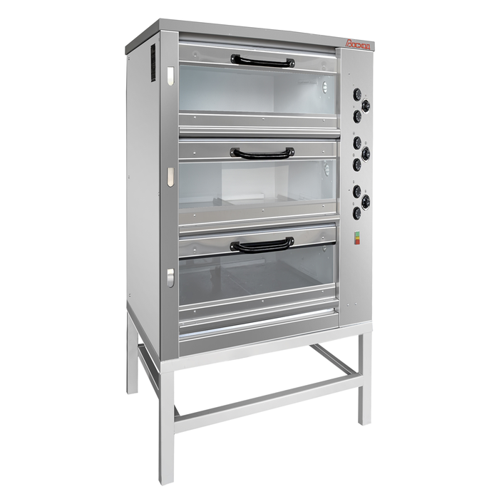 Хлебопекарная ярусная печь ХПЭ-750/3С (нержавеющая облицовка, стеклянные дверки) - фото 1