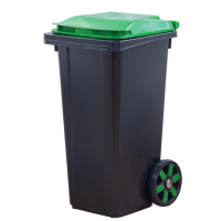 Мусорный бак 60 л. с зелёной крышкой, арт. MGBKS 60 черный