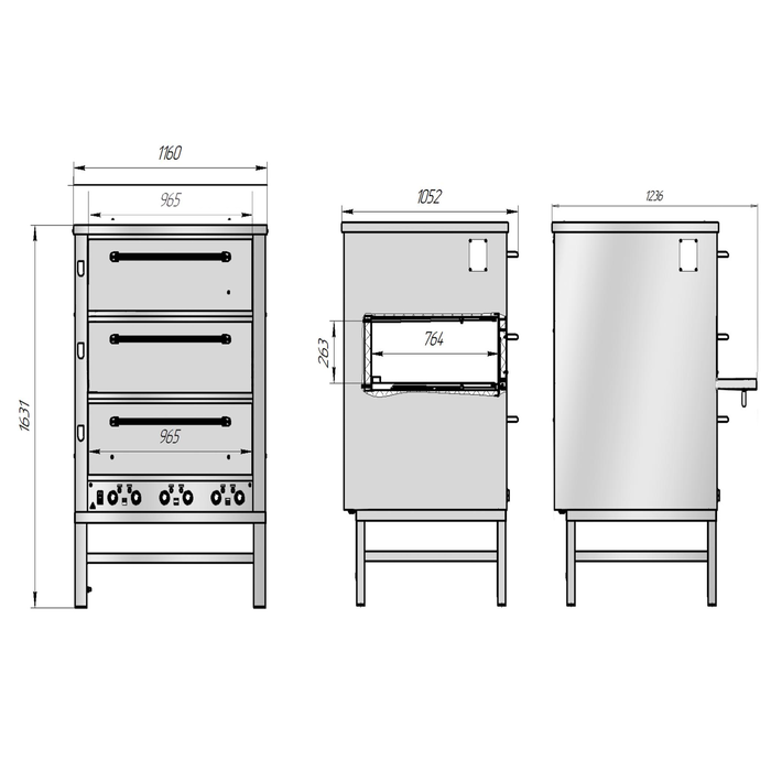 Хлебопекарная ярусная печь ХПЭ-500 (оцинкованные дверки) - фото 3
