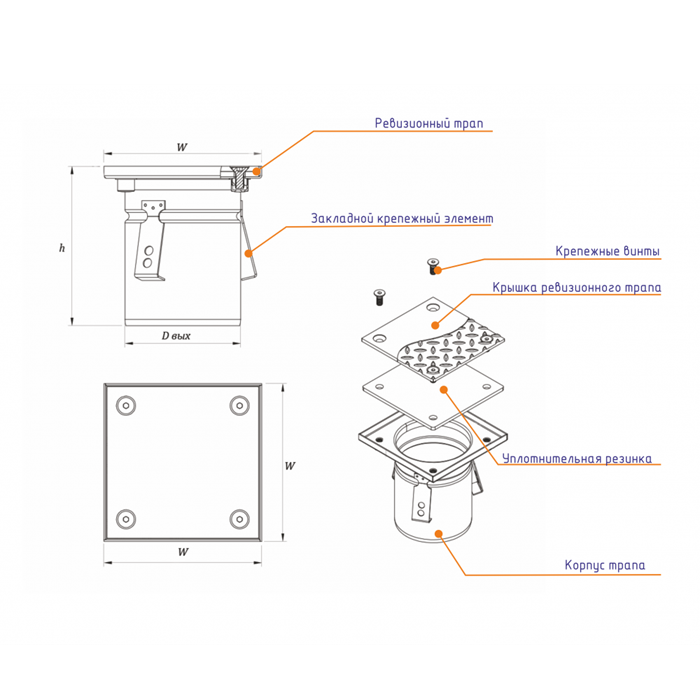 Трап ревизионный Rw200/110 (прочистка) - фото 2