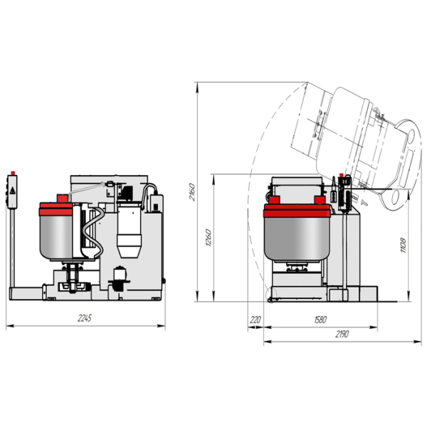 Тестомесильная машина с гидравлическим опрокидывателем «Прима-300P»